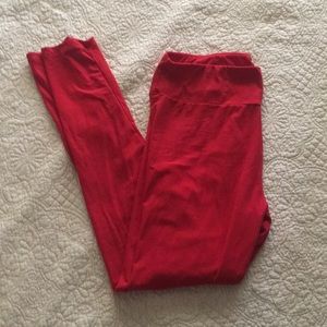 Red Lula Roe Tall and Curvy Leggings
